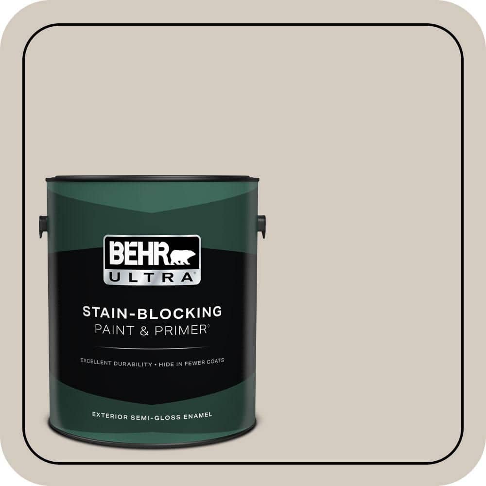 BEHR ULTRA 1 gal. #N220-2 Ashen Tan Semi-Gloss Enamel Exterior Paint & Primer