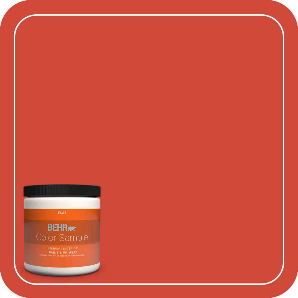 BEHR PREMIUM PLUS 8 oz. #P180-7 Top Tomato Flat Interior/Exterior Paint & Primer Color Sample (1)