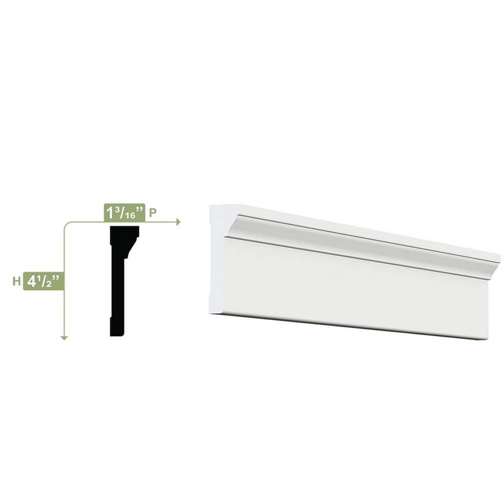 Ekena Millwork 4-1/2 in. x 1-1/4 in. x 96 in. Back Band Casing Moulding, PVC (2)