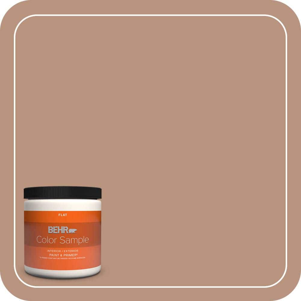 BEHR PREMIUM PLUS 8 oz. #MQ1-59 Caramel Cream Flat Interior/Exterior Paint & Primer Color Sample