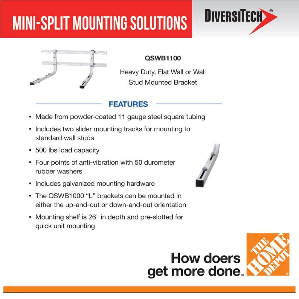 QUICK-SLING Universal 33 in. W Steel Mini-Split Wall Bracket with 2-Rails (2)