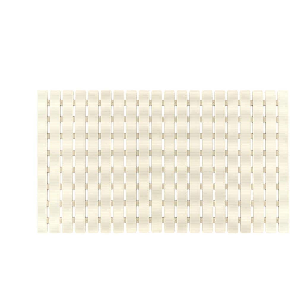 Numhew 27.5 in. x 15.7 in. Non Slip PP Bath Mat in Beige with Suction Cups and Drain Holes, Easy Dry, Easy to Cut, Eco-Friendly (1)