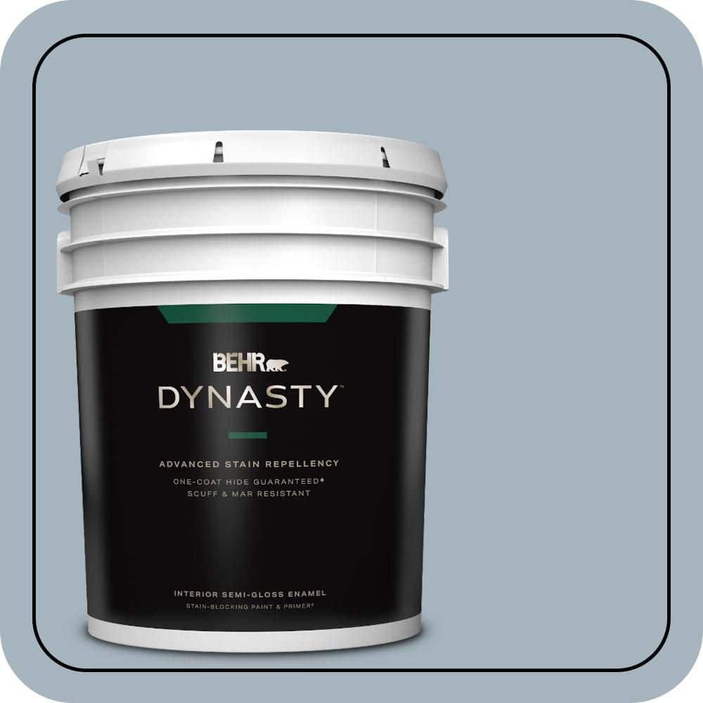 BEHR DYNASTY 5 gal. #N480-3 Shadow Blue One-Coat Hide Semi-Gloss Enamel Interior Stain-Blocking Paint & Primer