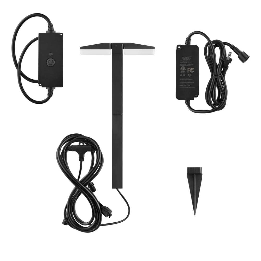 Hampton Bay Smart Low Voltage Black Plug-in Integrated LED RGB Landscape Light Kit with Transformer Powered by Hubspace 2-Pack (4)