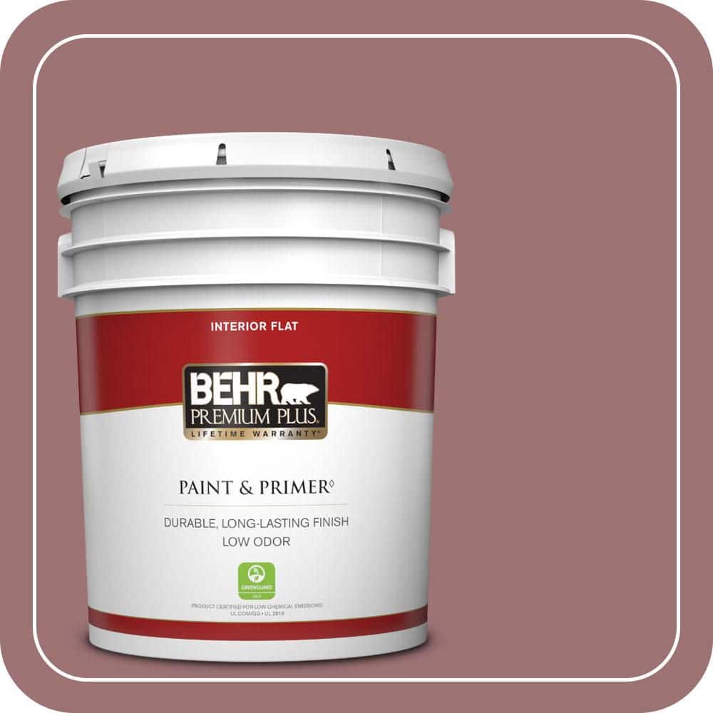 BEHR PREMIUM PLUS 5 gal. #QE-05 Regal Rose Flat Low Odor Interior Paint & Primer