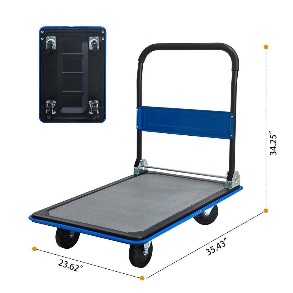 maocao hoom Heavy Duty Flatbed Cart 660 lb. Load Capacity Hand Truck w/360° Swivel Wheels, Foldable Platform for Warehouse Loading (3)