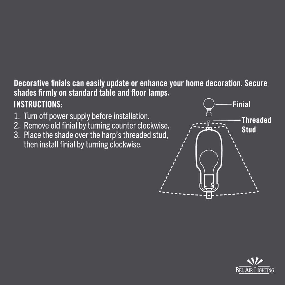Bel Air Lighting 1.5 in. Brushed Nickel Knob Shaped Lamp Finial (4)