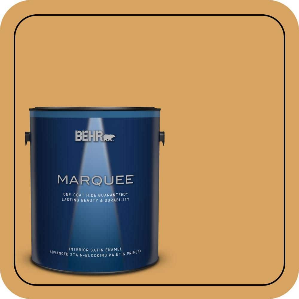 BEHR MARQUEE 1 gal. #MQ4-10 Amber Brew One-Coat Hide Satin Enamel Interior Paint & Primer