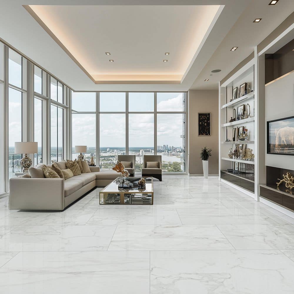 Home Decorators Collection Carrara 24 in. x 48 in. Polished Porcelain Floor and Wall Tile (8 sq. ft./Each) (3)