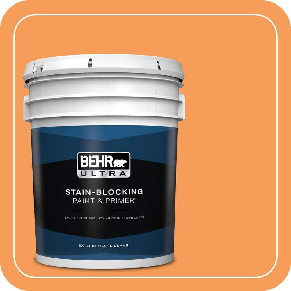 BEHR ULTRA 5 gal. #P220-6 Bergamot Orange Satin Enamel Exterior Paint & Primer