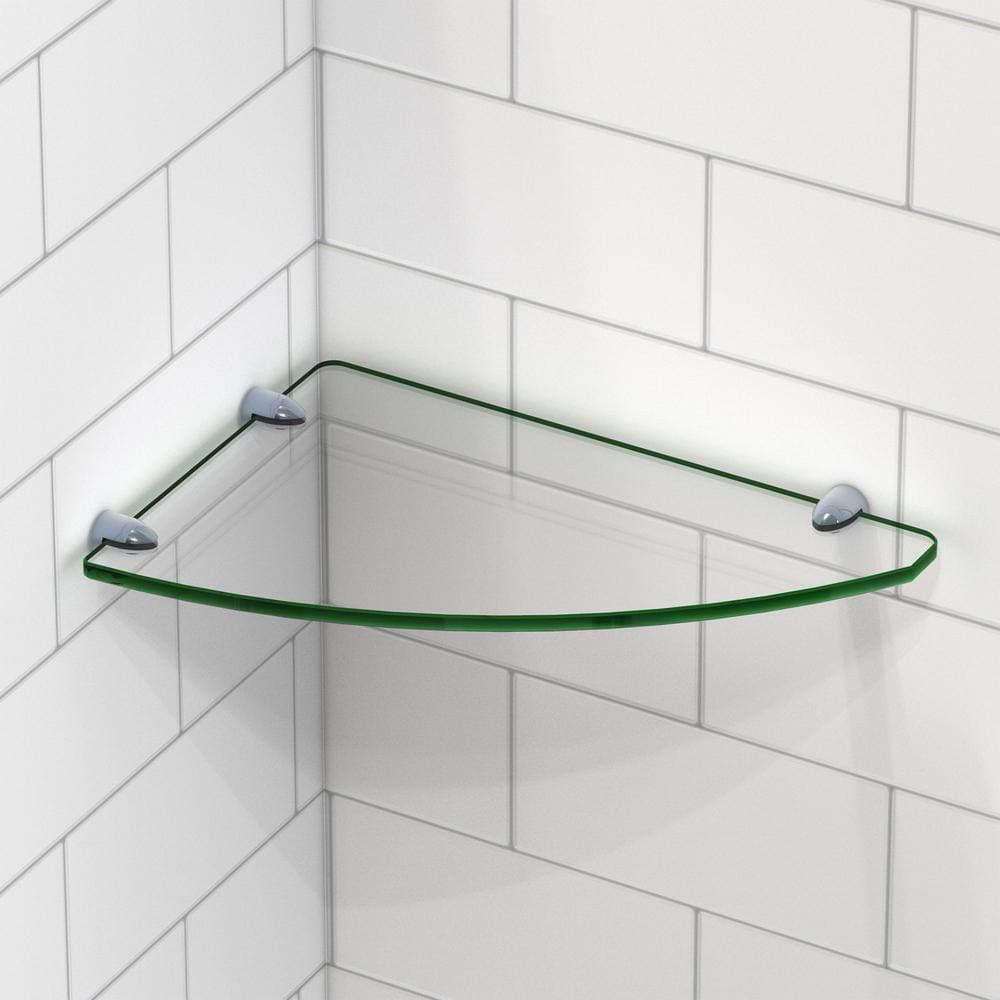 DreamLine 12 in. 8 in. Corner Glass Shelf Brushed Nickel (3)