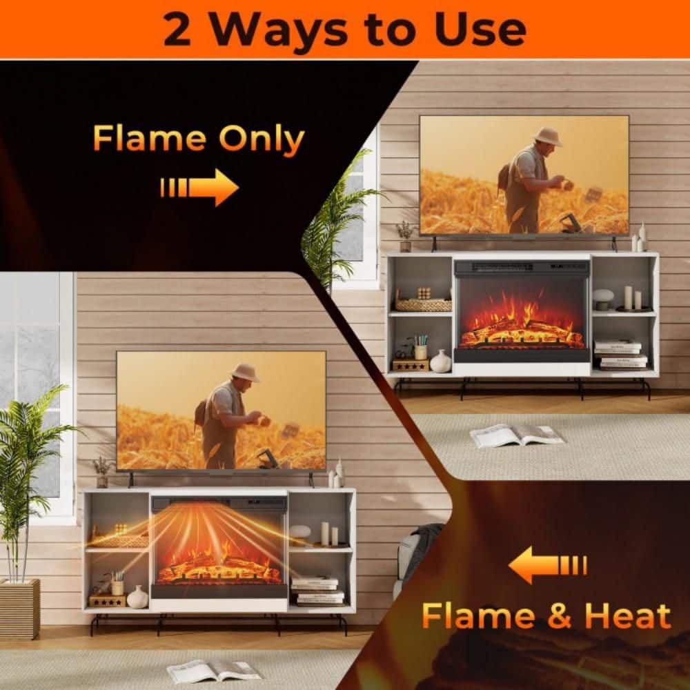 Clihome 24 in. 3-Sided Freestanding Electric Fireplace Insert in Black with Remote Control and 750W/1500W Heater (2)