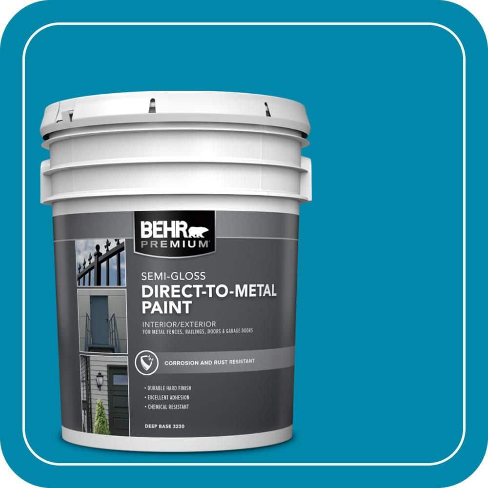 BEHR PREMIUM 5 gal. #P490-6 Hacienda Blue Semi-Gloss Direct to Metal Interior/Exterior Paint
