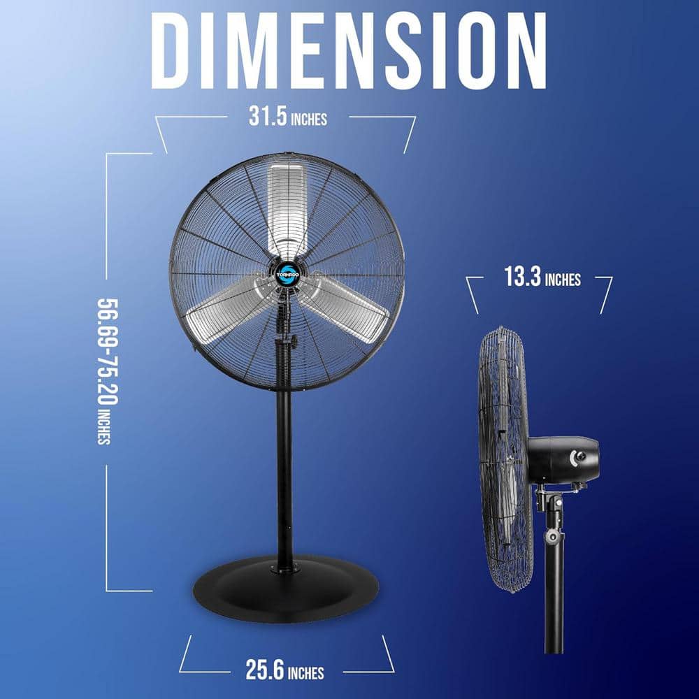 Tornado 30 in. 3-Speed High Velocity Oscillating Pedestal Fan in Black with 10 ft. Cord (2)