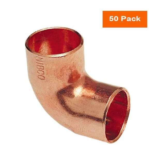 Everbilt 1/2 in. Wrot Copper 90-Degree Cup x Cup Elbow Fitting Pro Pack (50-Pack) (2)