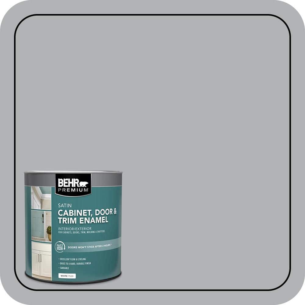 BEHR PREMIUM 1 qt. #PPU26-08 Silverstone Satin Enamel Interior/Exterior Cabinet, Door & Trim Paint
