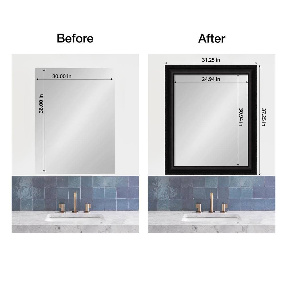 Amanti Art Mirror Makeover Parlor Black 31.25 in. W x 37.25 in. H Bathroom Mirror Frame Border Kit-Fits a 30 x 36 mirror (3)