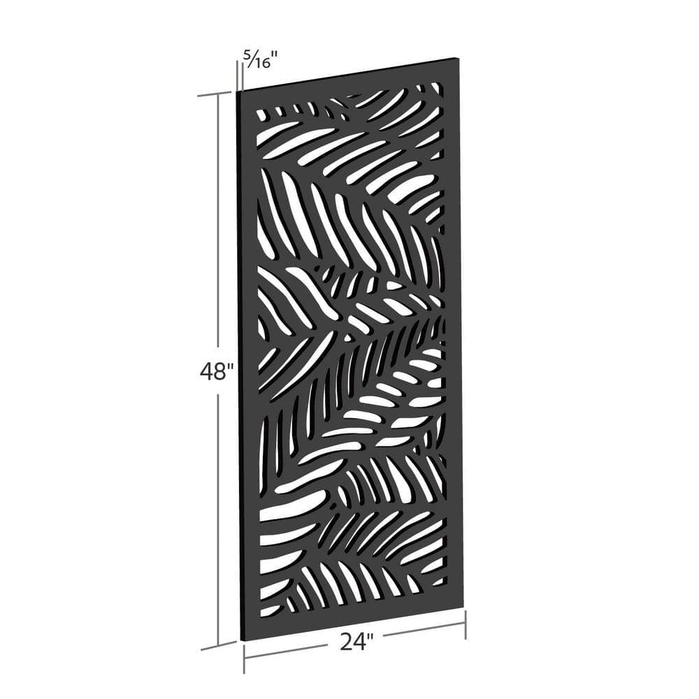 DESIGN VU Tahiti 4 ft. x 2 ft. Charcoal Recycled Polymer Decorative Screen Panel, Wall Decor and Privacy Panel (2)