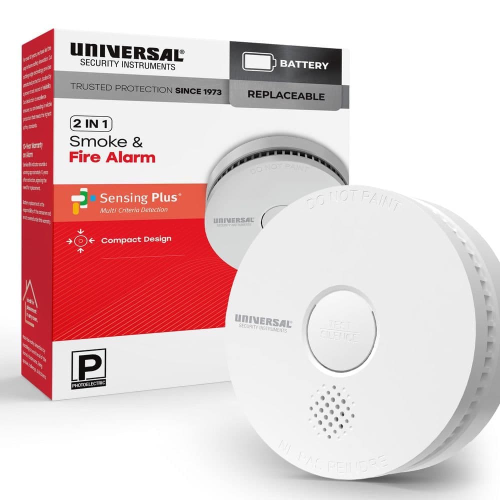 Universal Security Instruments 9-Volt Battery Operated Smoke Detector with Photoelectric Sensor