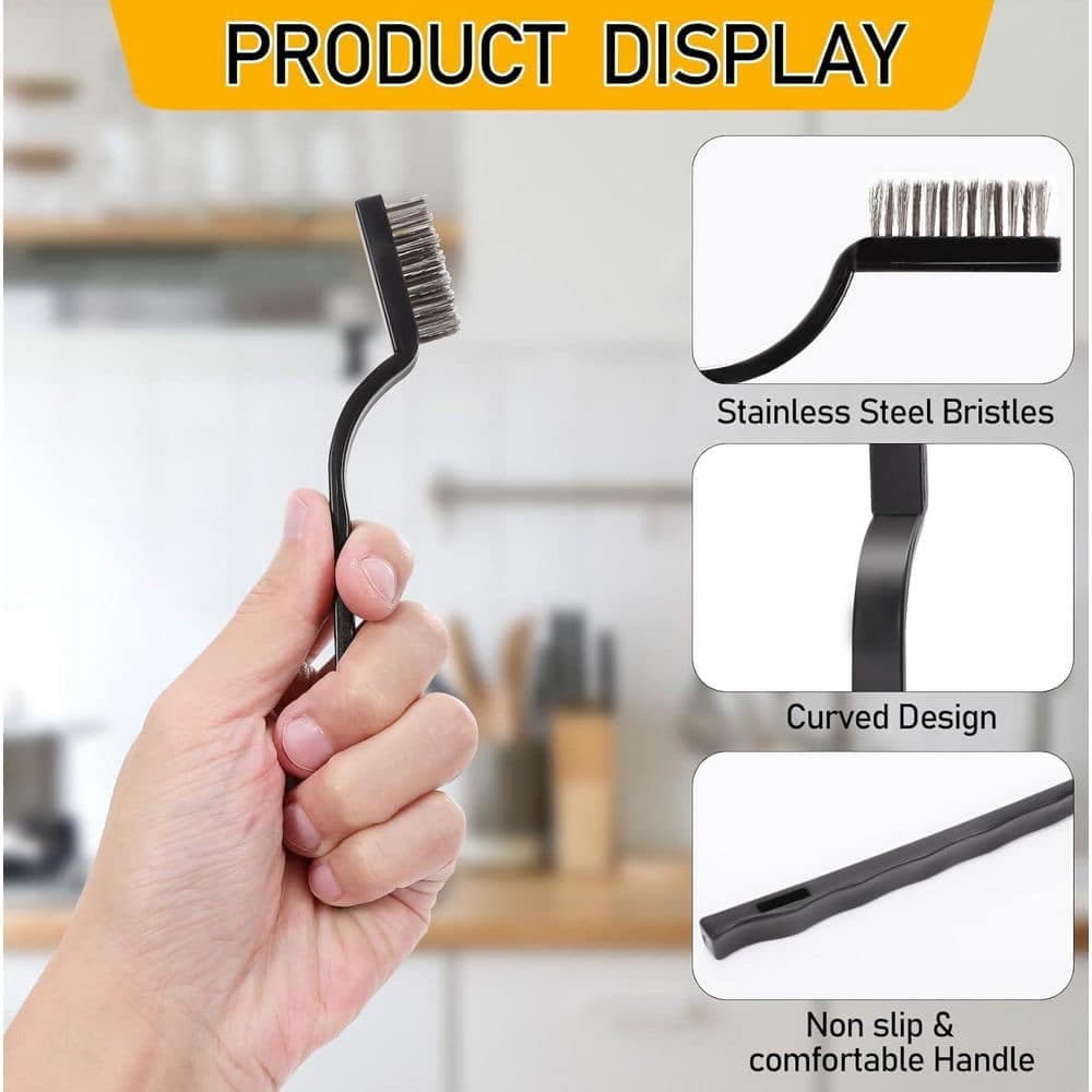 KIWDZFU Stainless Steel Mini Wire Brushes Set with Curved Handle for Cleaning Welding Slag and Rust, 30-Pieces 6.7 in. (3)