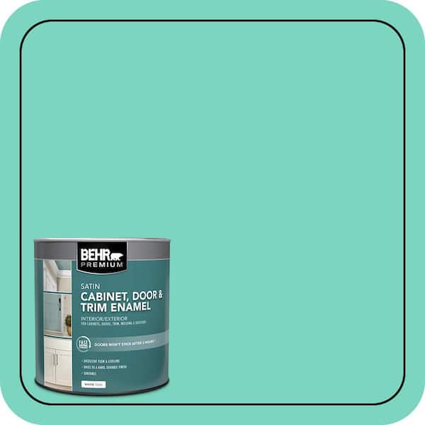BEHR PREMIUM 1 qt. #P430-3 Green Parakeet Satin Enamel Interior/Exterior Cabinet, Door & Trim Paint (2)