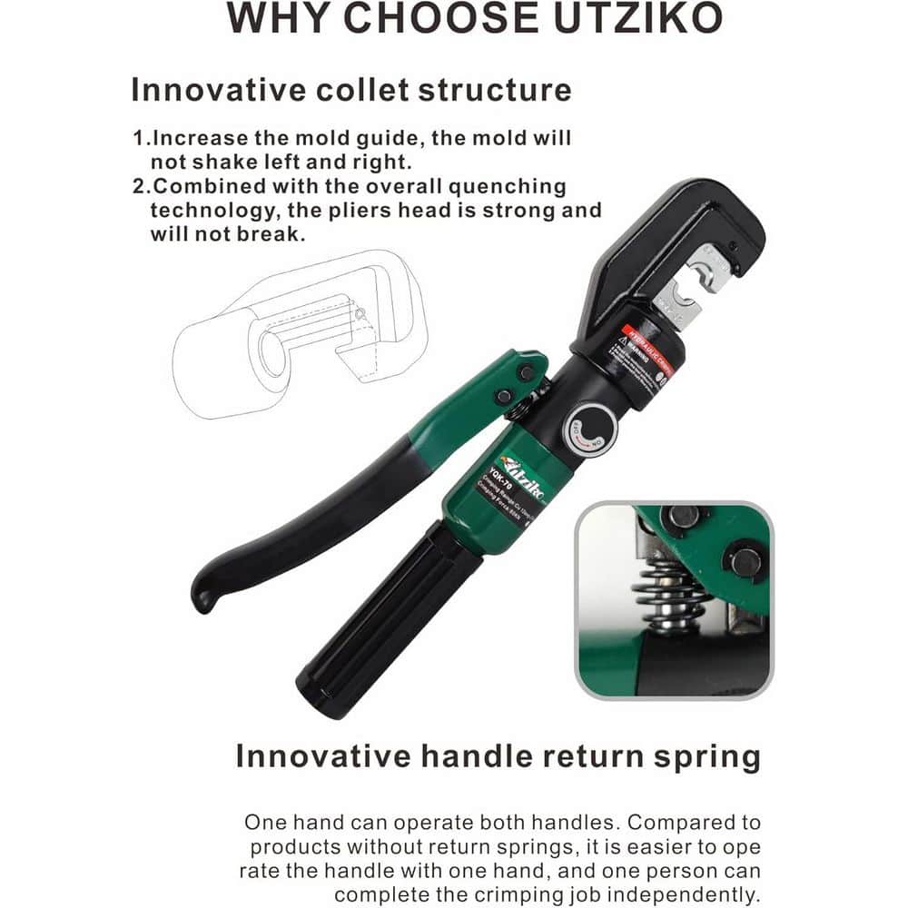 Afoxsos Hydraulic Crimper Tool for 1/8 3/16 Stainless Steel Cable Railing Kit with Cable Cutter 9 Dies 10 Ton Capacity (3)