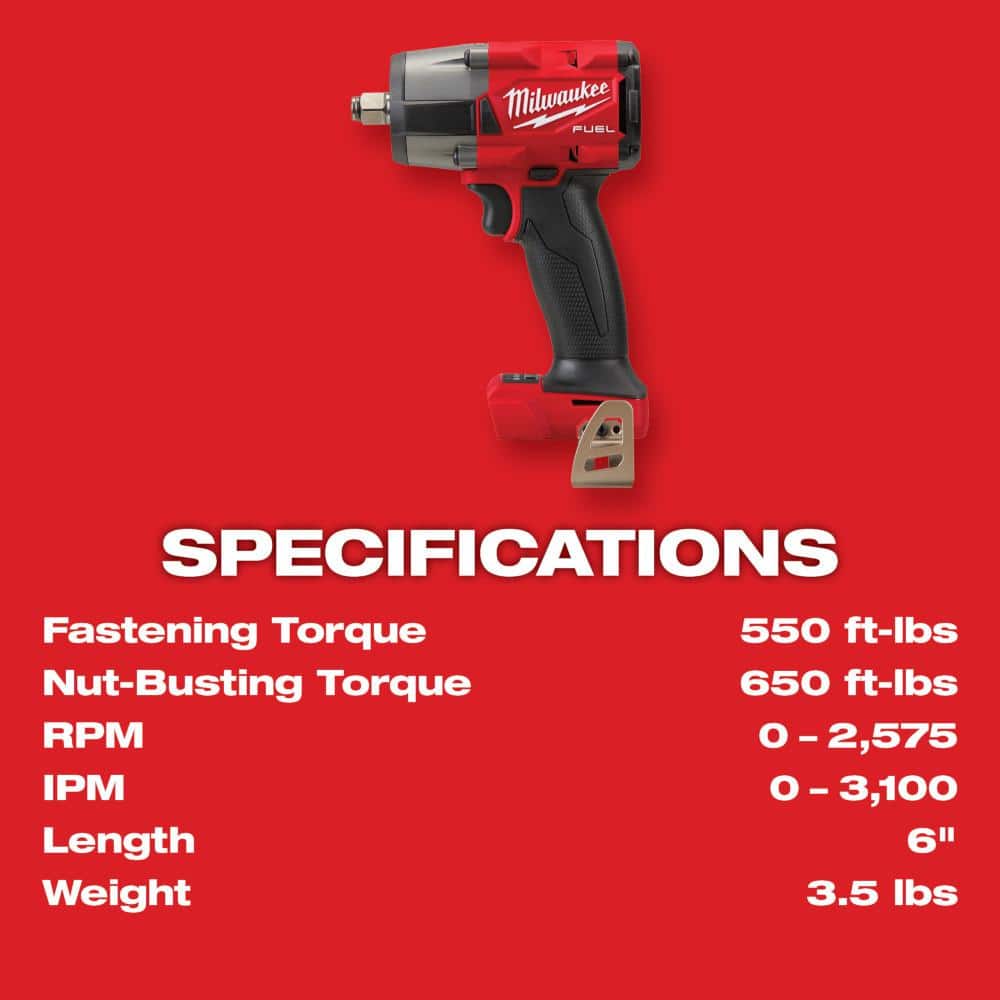 Milwaukee M18 FUEL Gen-2 18V Lithium-Ion Brushless Cordless Mid Torque 1/2 in. Impact Wrench & Tower Light w/(2) 6.0Ah Batteries (3)