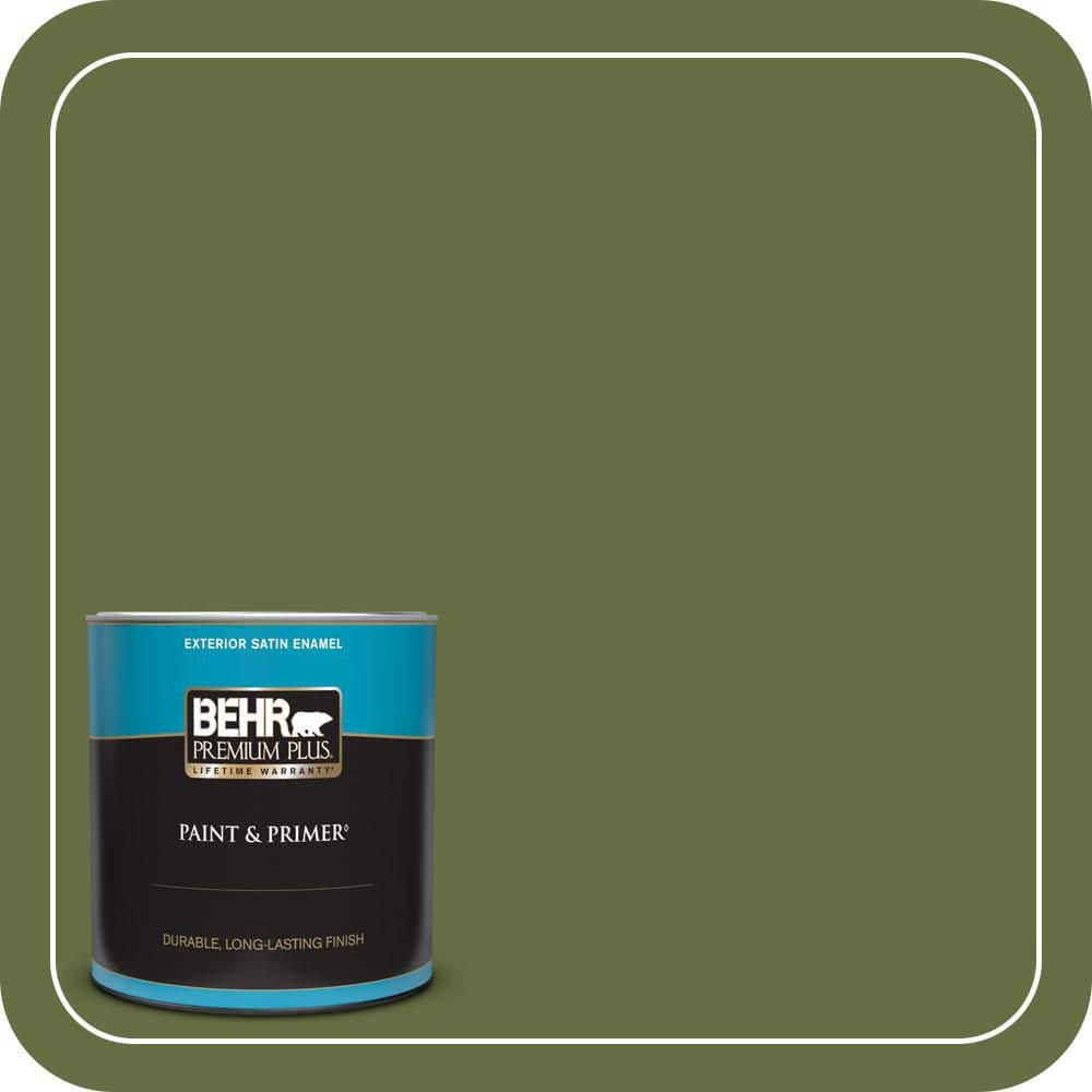 BEHR PREMIUM PLUS 1 qt. #MQ6-62 Coconut Grove Satin Enamel Exterior Paint & Primer