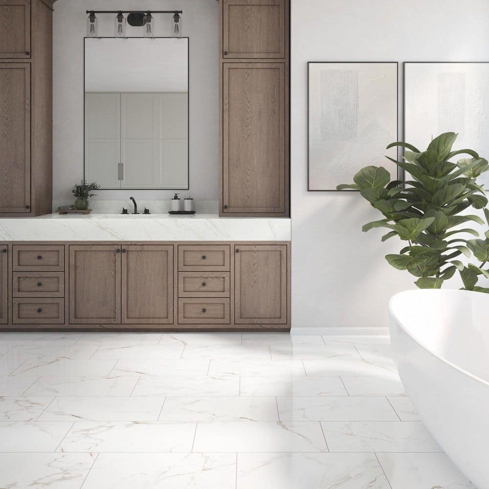 Daltile Kesler Marble Avorio 12 in. x 24 in. Polished Porcelain Floor and Wall Tile (1.9375 sq. ft. /each) (3)