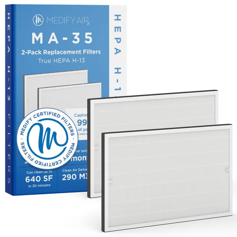 MEDIFY AIR Medify MA-35 Genuine Replacement Filter : H13 HEPA, and Activated Carbon for 99.9% Removal : 2-Pack