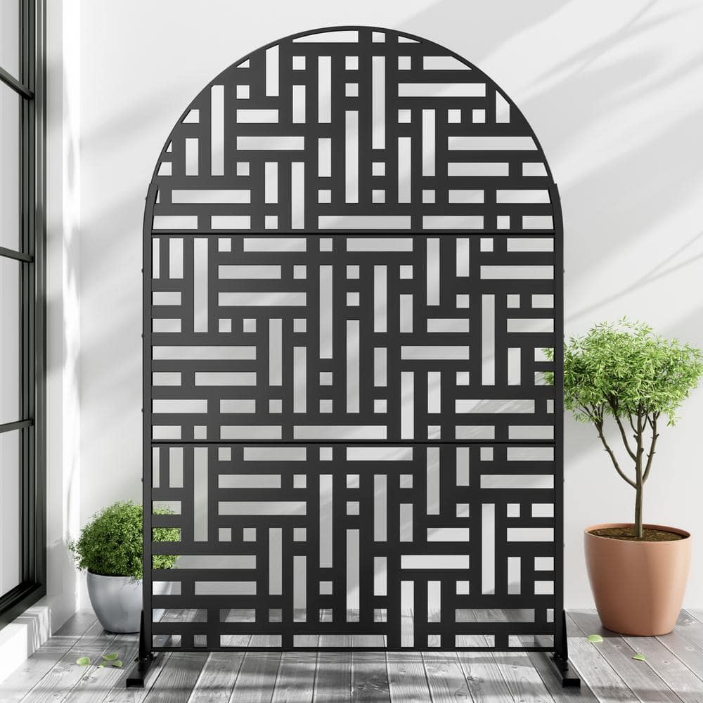 Dovelina 72 in. H x 47 in. W Arched Wall Sculptures Outdoor Privacy Screens Garden Fence Helen in Black (1)