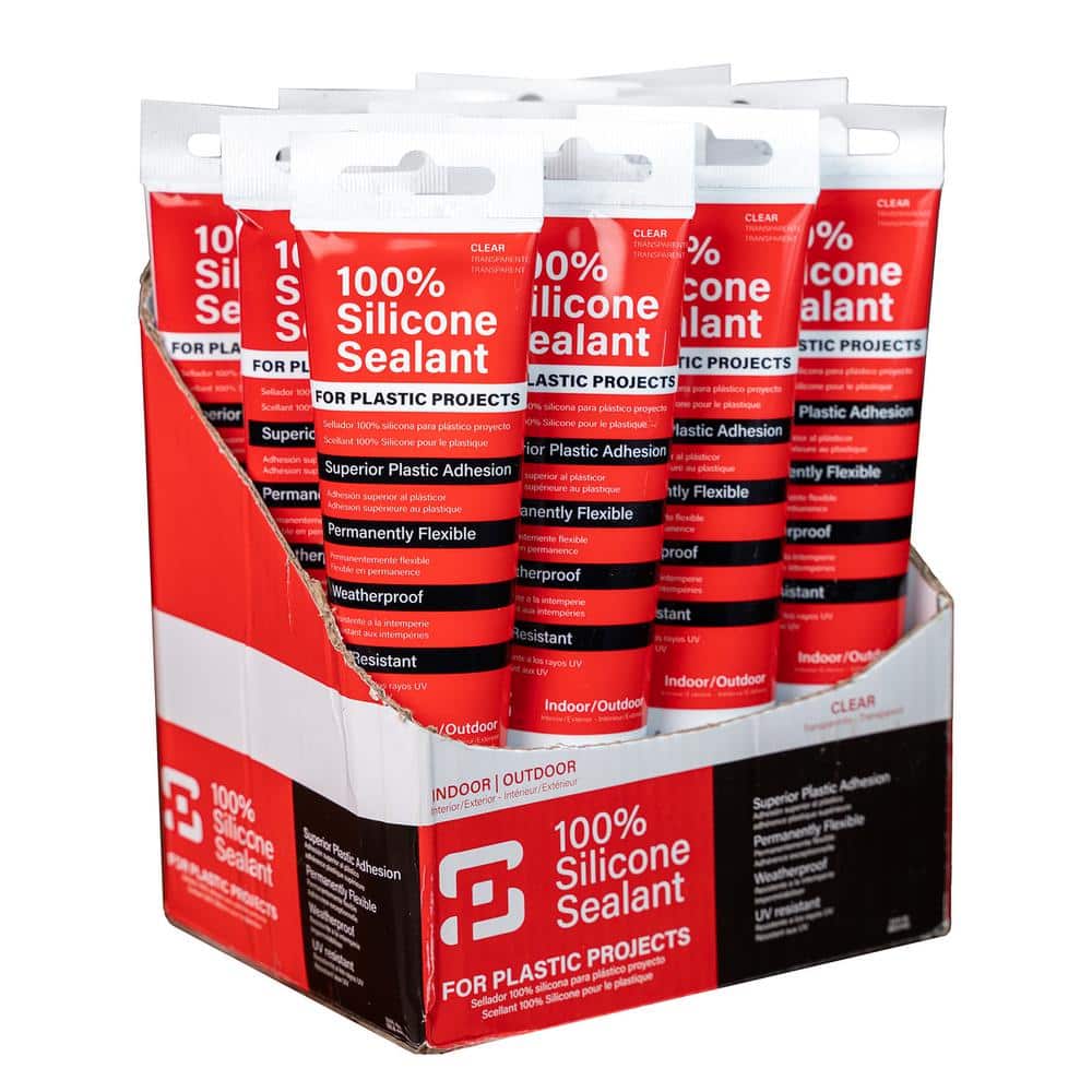 POLYMERSHAPES 100% Silicone 2.8 oz. Clear Caulk and Sealant for Plastic Sheets (12 pack)