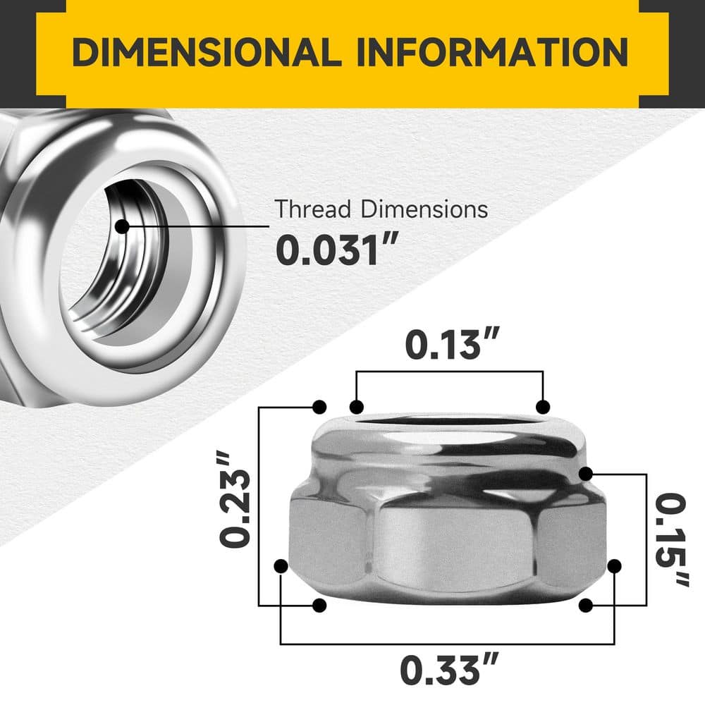 MYWISH #8-32 Uncoated Stainless Steel Nylon Insert Hex Lock Nut (140-Pack) (2)