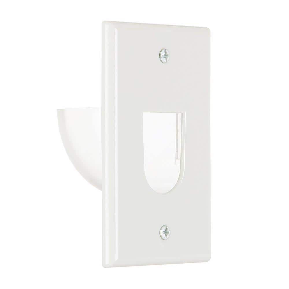 Commercial Electric 1-Gang White Cable Pass-Through Plastic Wall Plate with Recessed In-Wall Opening (2)