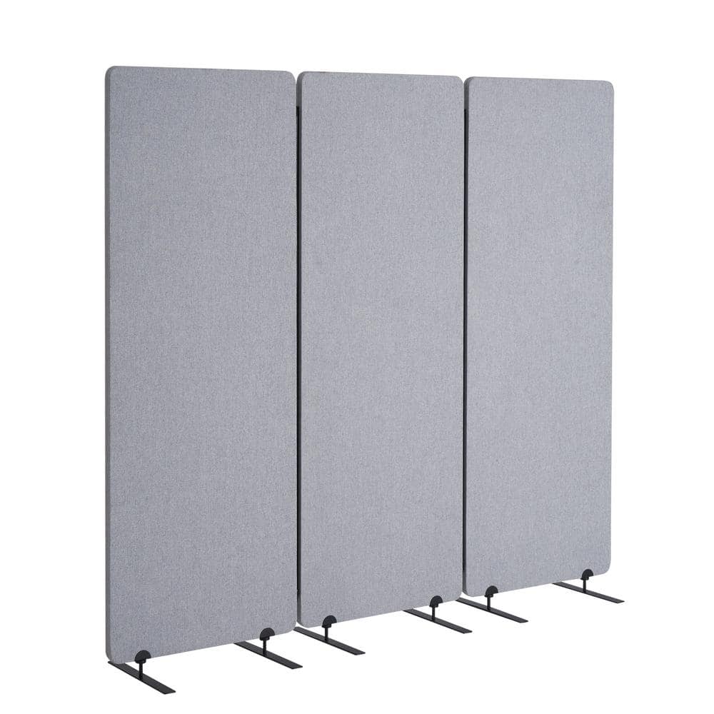 VEVOR 2 ft. Room Divider, Polywire Gray for Privacy 3 Panel Soundproof Room Screen Folding Divider Portable Partition Divider (1)