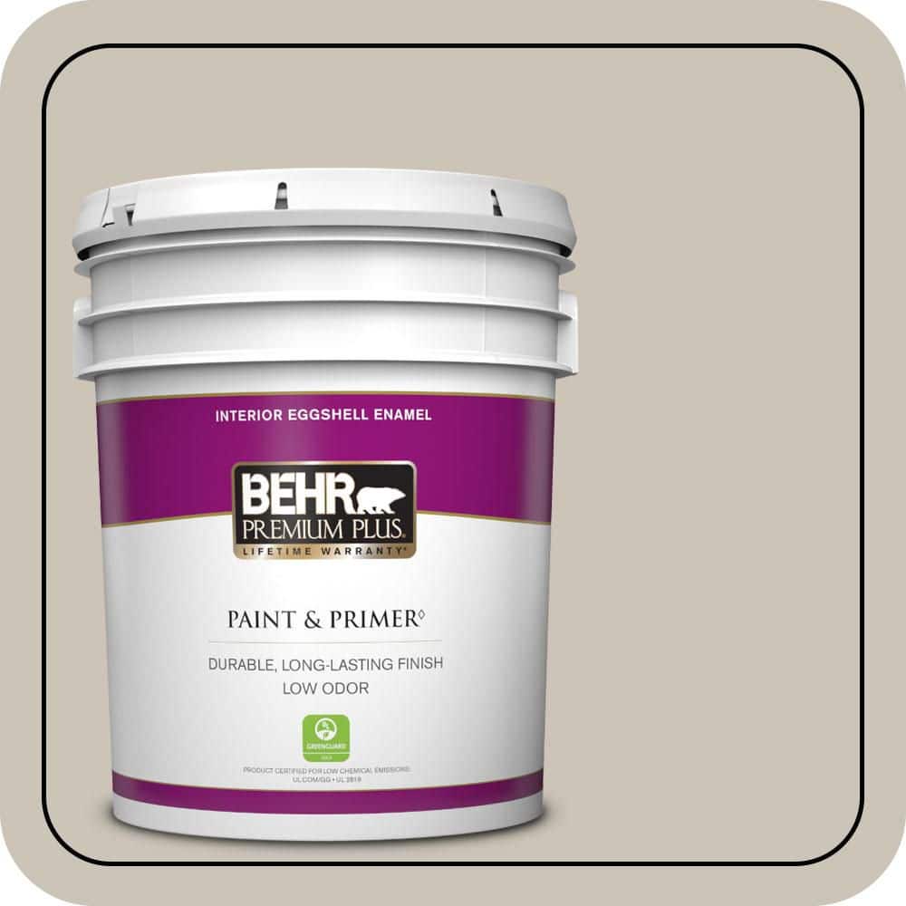 BEHR PREMIUM PLUS 5 gal. Designer Collection #DC-009 Vintage Pewter Eggshell Enamel Low Odor Interior Paint & Primer