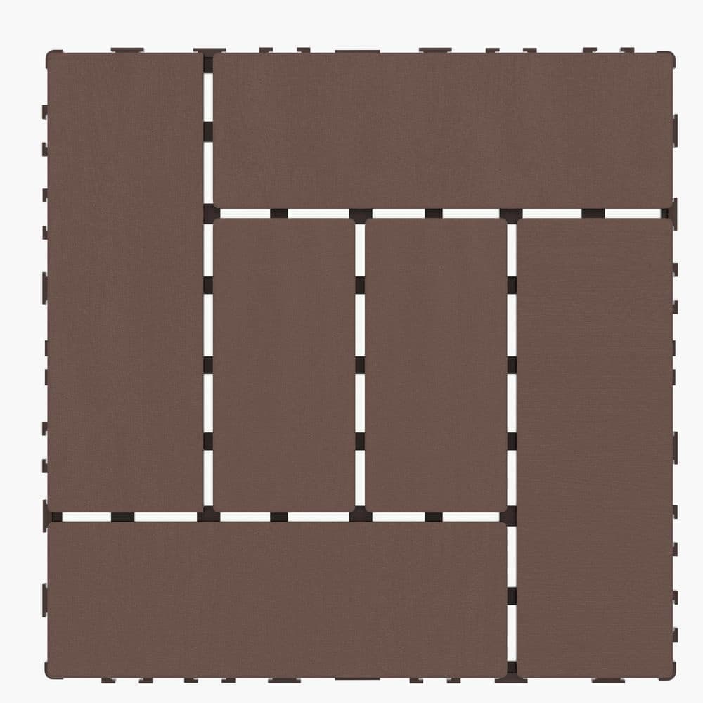 cadeninc 12 in. x 12 in. Square Interlocking Decking Tiles Composite Floor Tile for Porch Poolside, Red Brown (44-Pack) (3)
