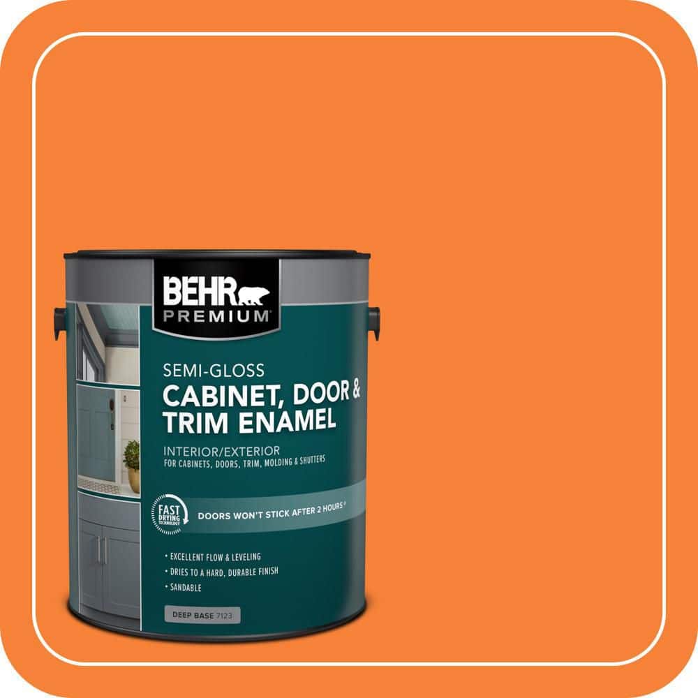 BEHR PREMIUM 1 gal. #230B-6 Orange Burst Semi-Gloss Enamel Interior Cabinet & Trim Paint (1)