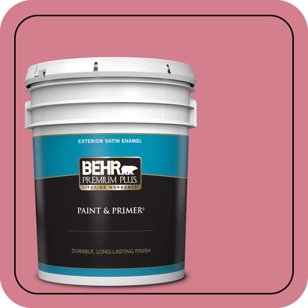 BEHR PREMIUM PLUS 5 gal. #P140-4 I Pink I Can Satin Enamel Exterior Paint & Primer