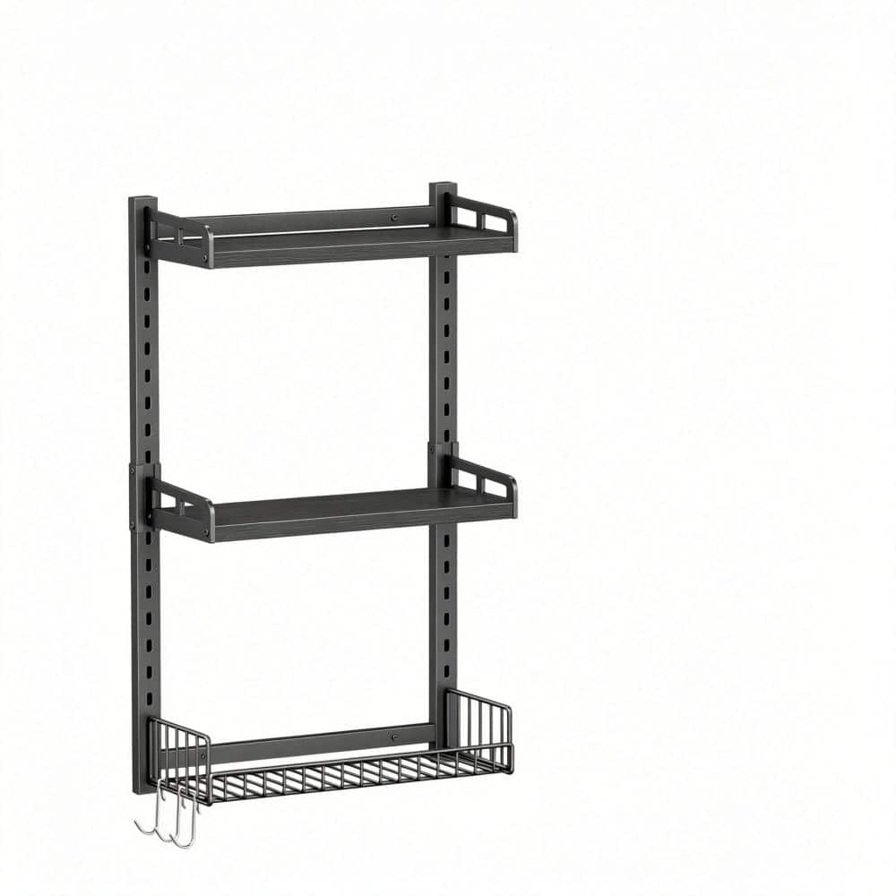 Whatseaso 17 in. W 30.5 in. H x 7 in. D 3 Tier Bathroom Shelves Over Toilet Metal Wall Mounted Floating Shelves in Black (1)