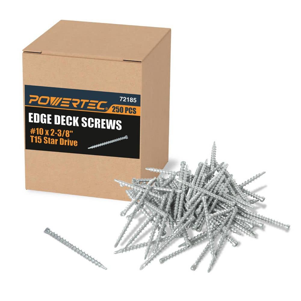‎POWERTEC #10 x 2-3/8 in. Ruspert-Coated Outdoor Wood Deck Screws, T15 Star Flat-Head, Compatible w/ Edge Deck Screw Jigs (250PK) (1)