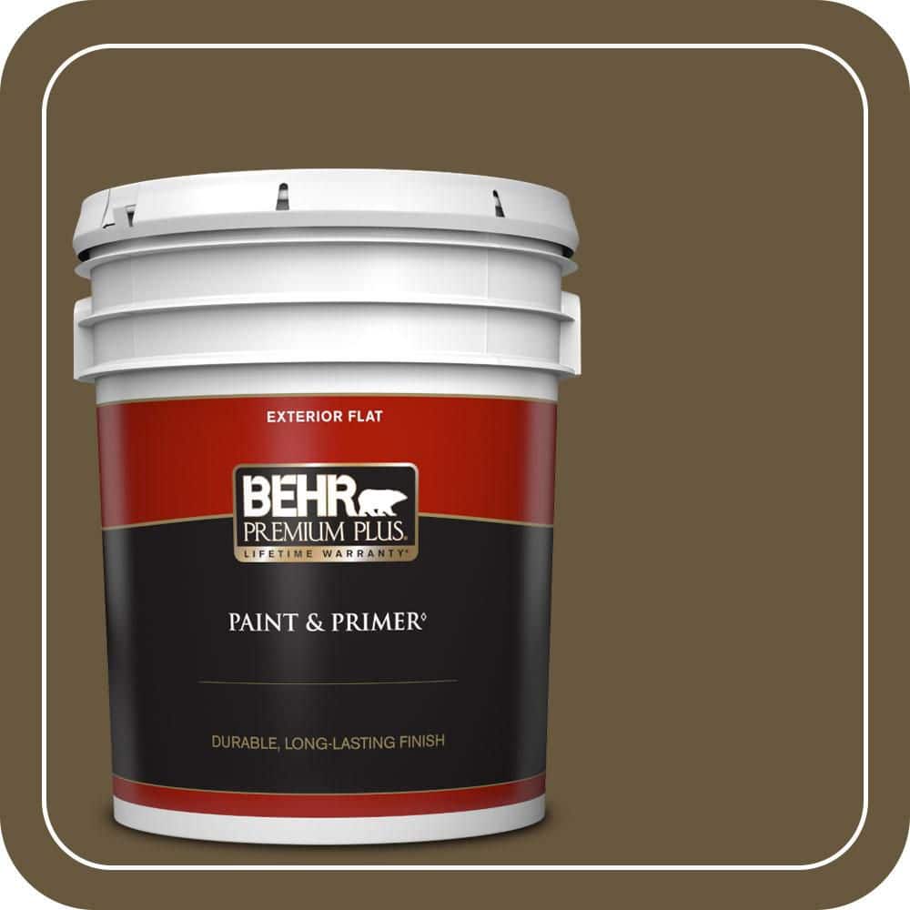 BEHR PREMIUM PLUS 5 gal. #PPU7-01 Moss Stone Flat Exterior Paint & Primer