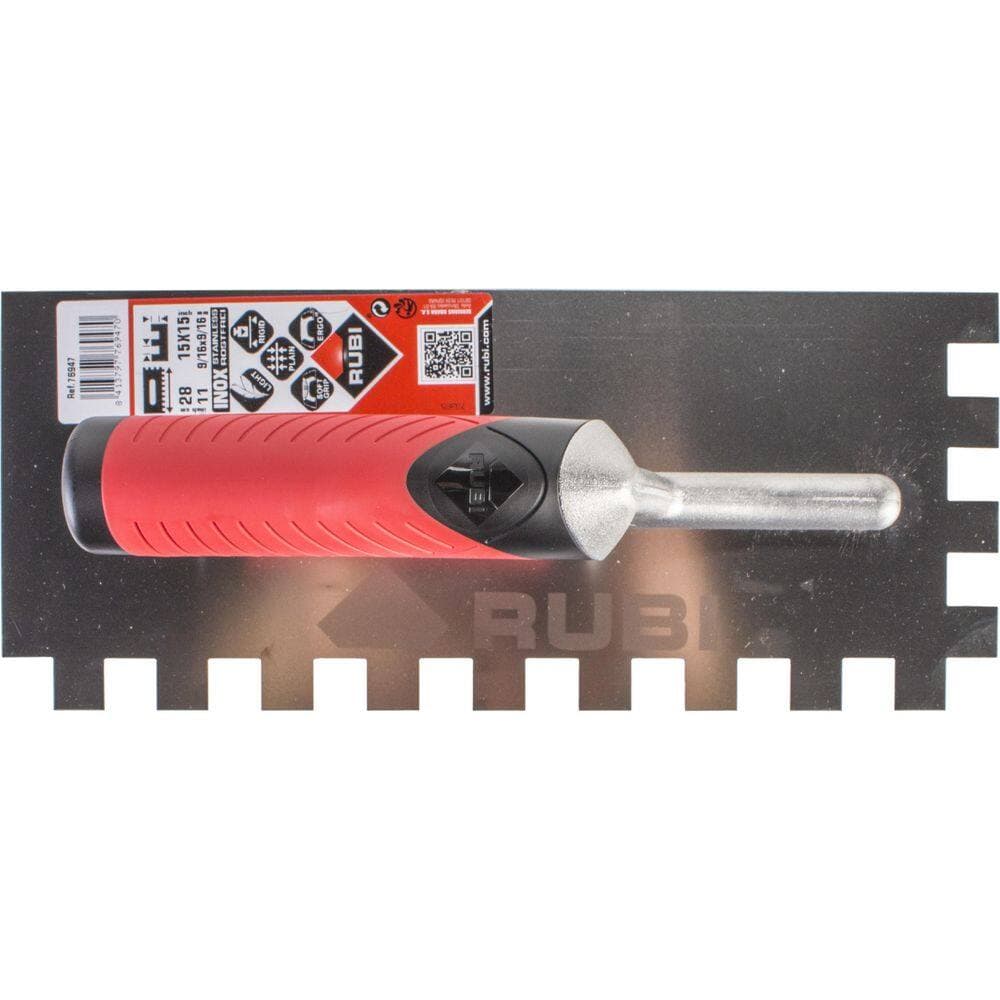 Rubi 1/8 in. x 1/8 in. Steel Notched Finishing Trowel (2)