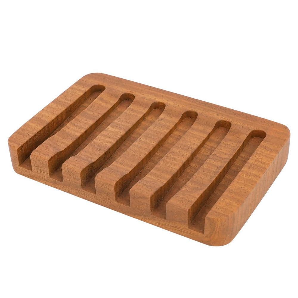 Unbranded 2-Pack Natural Teak Wood Soap Dish Bar Soap Saver Holder Tray for Bathroom Shower Kitchen and Counter (1)