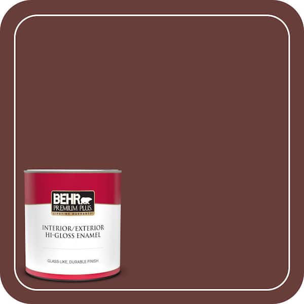 BEHR PREMIUM PLUS 1 qt. #PPU2-01 Chipotle Paste Hi-Gloss Enamel Interior/Exterior Paint & Primer (2)