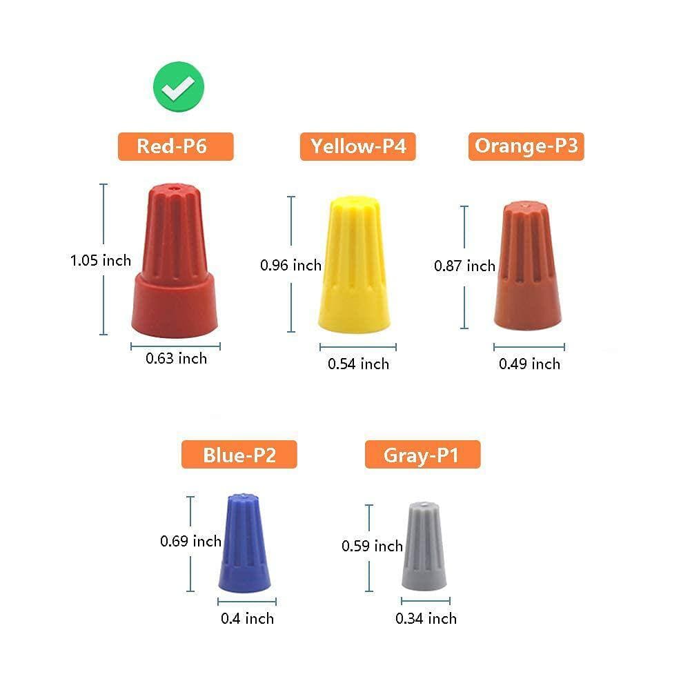 Ahfiwaso 300-Pieces AWG 18-10 Wire Caps Electrical Connectors, Cone-Shaped Insulating Insert Twist Nut w/Good Insulation, Red (3)