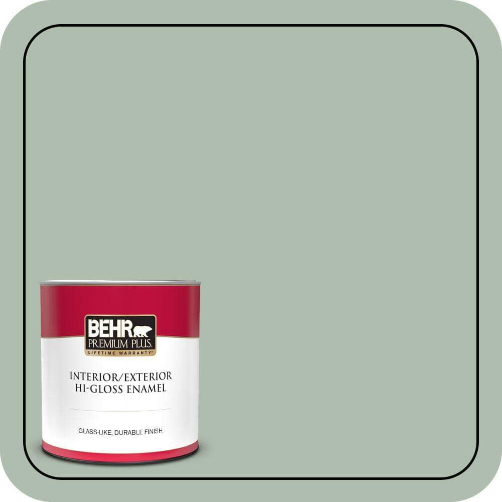 BEHR PREMIUM PLUS 1 qt. #450E-3 Southern Breeze Hi-Gloss Enamel Interior/Exterior Paint & Primer