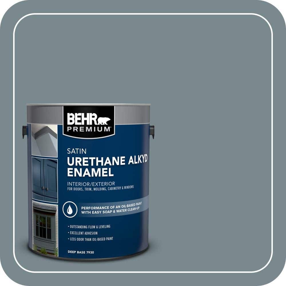 BEHR PREMIUM 1 gal. #AE-41 Diplomat Blue Urethane Alkyd Satin Enamel Interior/Exterior Paint
