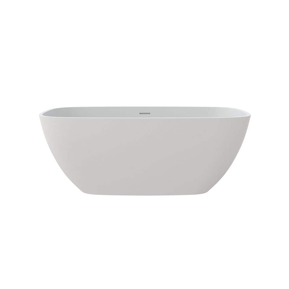 CASAINC 29.92 in. Solid Surface Stone Flatbottom Freestanding Soaking Bathtub with Center Drain