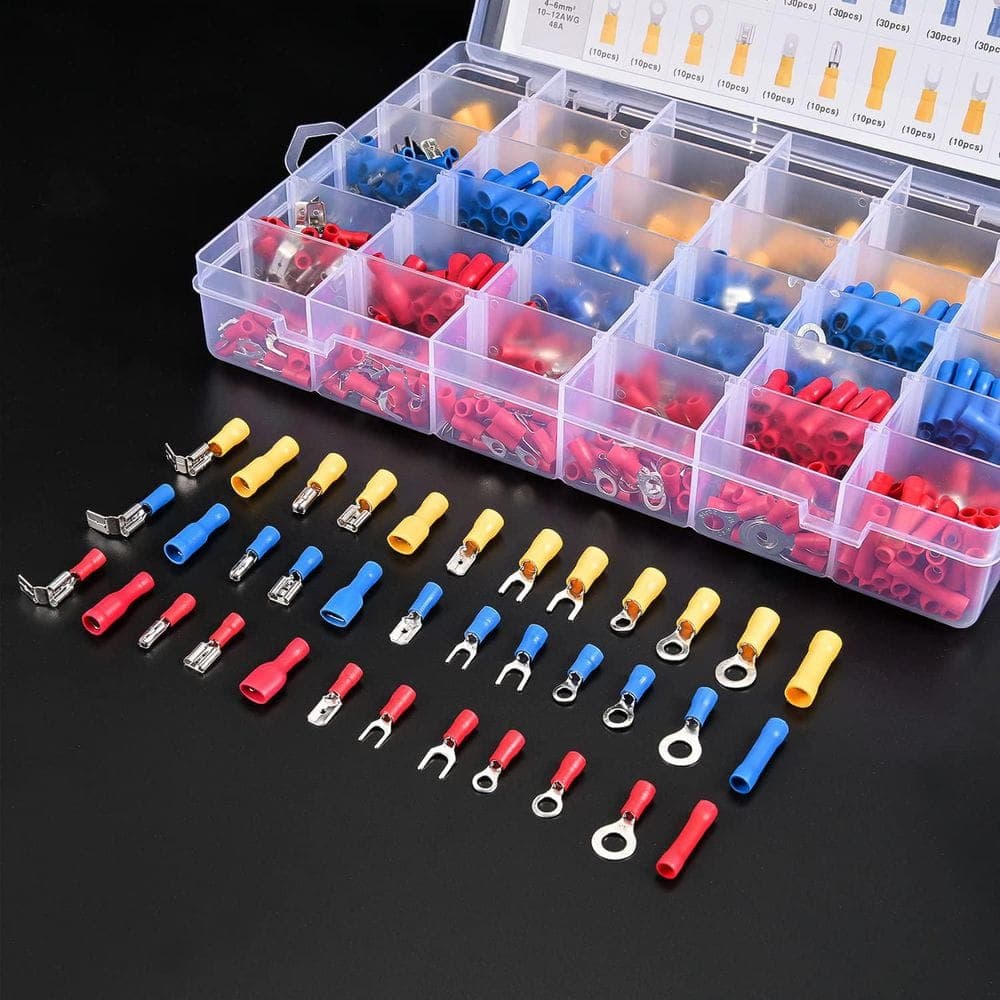 Unbranded 540-Piece Mixed Quick Disconnect Electrical Insulated Butt Bullet Spade Fork Ring Solderless Crimp Terminals (2)
